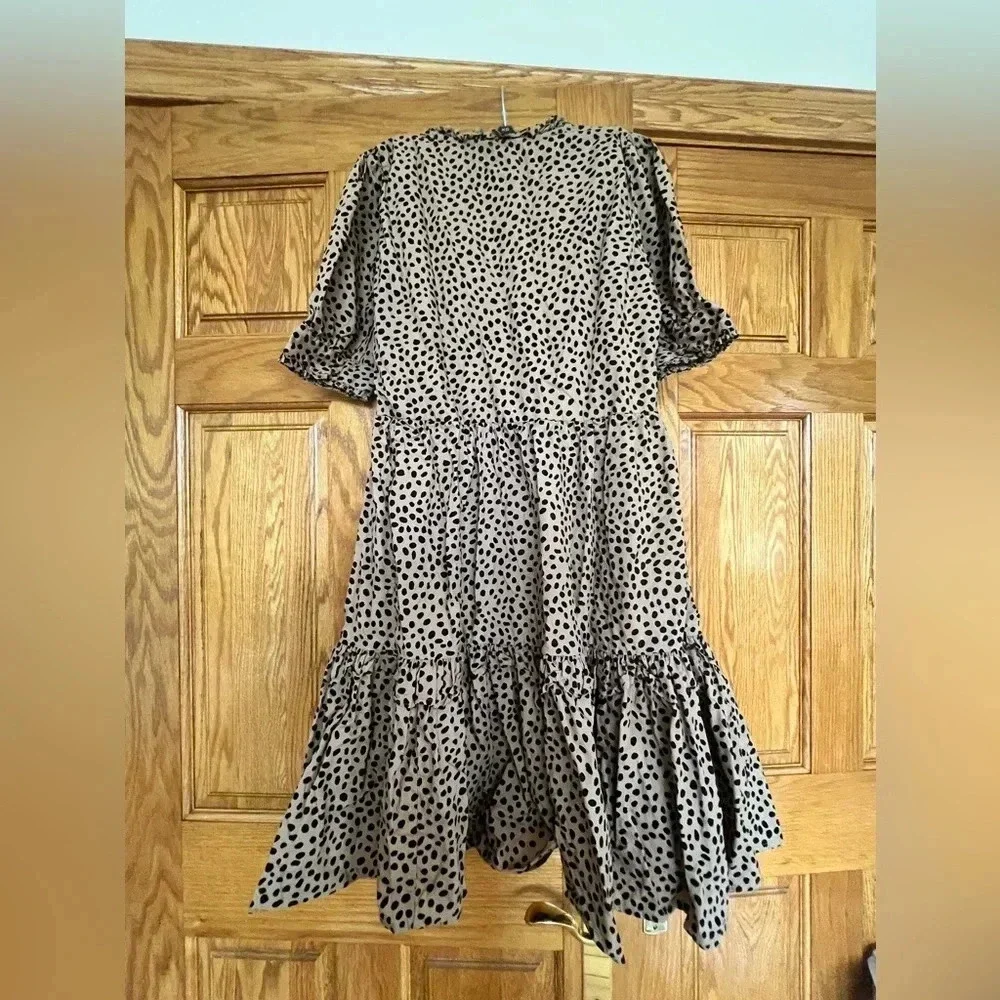 J. Crew - Ruffled Tiered Popover Leopard Dot Dress